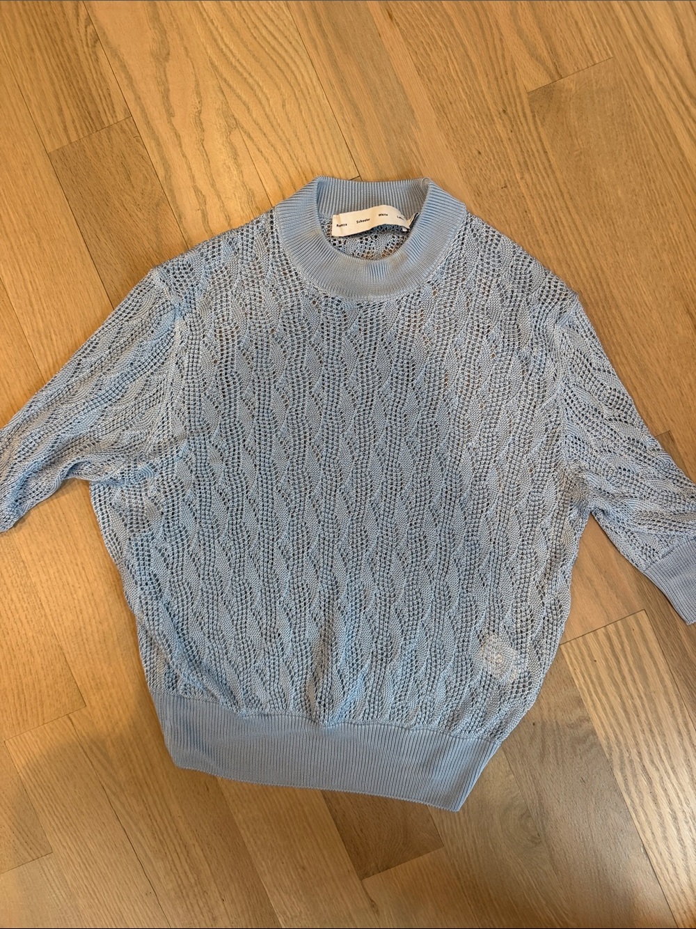 Proenza Schouler Light Blue Open-Weave Crewneck Top